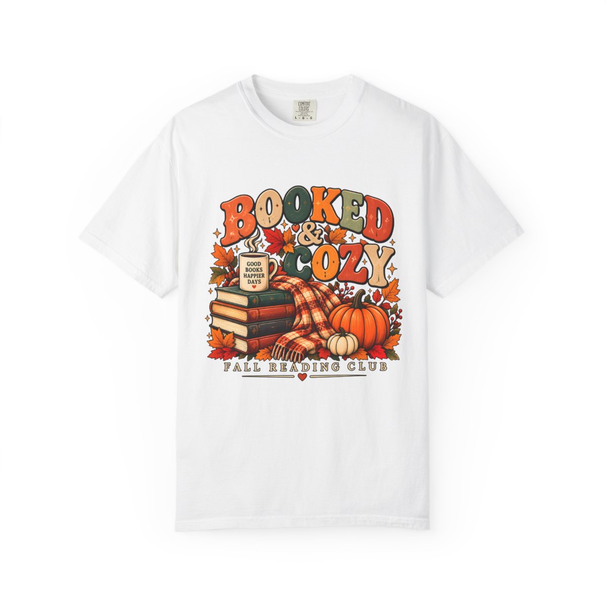 Booked & Cozy Reading Club t-shirt — Front