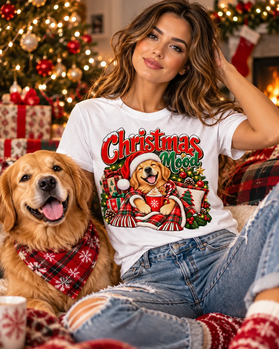 Christmas Mood Golden Retriever t-shirt — Your photo
