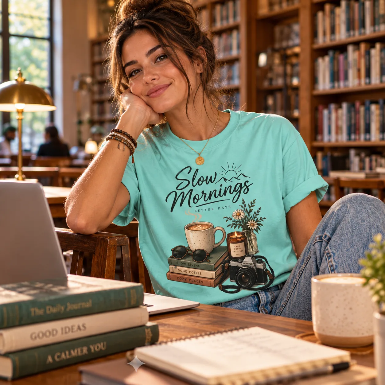 Slow Mornings Better Days t-shirt — Your photo