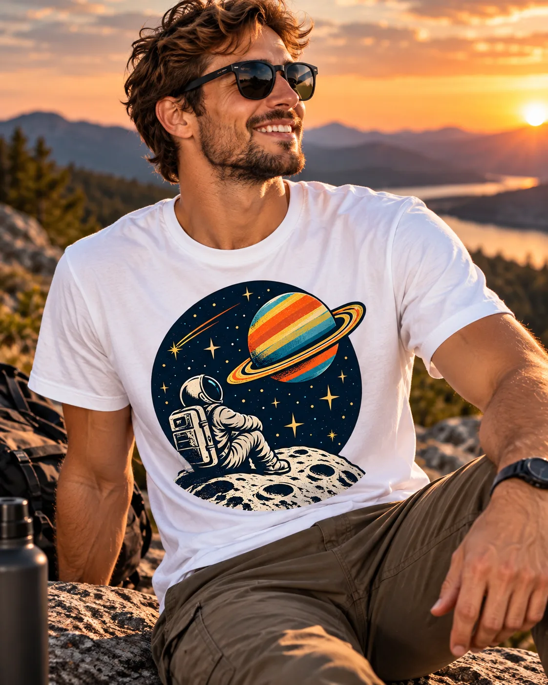 Astronaut Watching Saturn t-shirt — Your photo