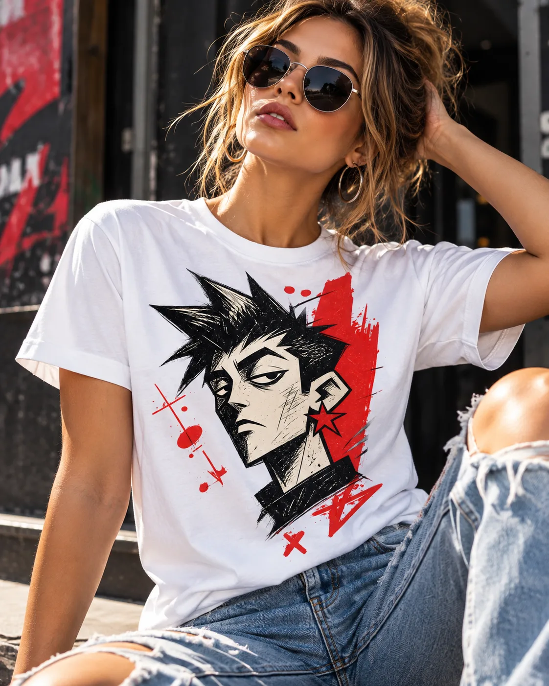 Red Star Punk Portrait on a t-shirt